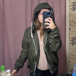 Olive green raincoat